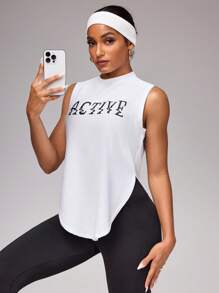 SHEIN Sport Studio Locker sitzende weit geschnittene weiße Damen Sport Racerback Tank Top für Laufen und Training