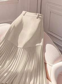 GlowEve Women's Elegant Ruched Asymmetrical Hem Romantic Skirt Fall Cloth For Women - Apricot - View 6