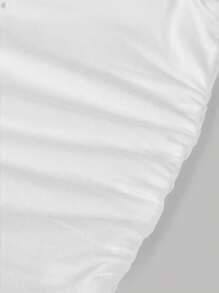 SHEIN Girlism Tween 女童休闲白色不对称肩部褶饰修身短款上衣 T 恤，迷人百搭 - 白色 - 查看 3