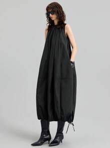 Ontre 2025年新款女士夏装，适合7月4日返校节，复古2000年代乡村风格，纯色无袖口袋连衣裙，适合女教师、派对