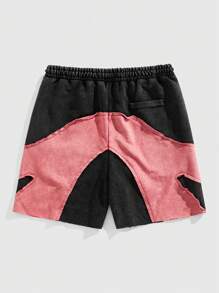 ROMWE MEN Street Life 男士休闲拼色短裤，夏季 - 彩色 - 查看 2