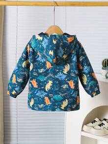 Nuevo abrigo casual con capucha y estampado de dinosaurios, súper lindo, para niño joven de moda