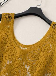 SHEIN LUNE 女士镂空夏季沙滩背心 - 黃色 - 查看 5