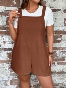 SHEIN LUNE Große Größen einfarbiger ärmelloser locker sitzender Lässig Jumpsuit, Sommer