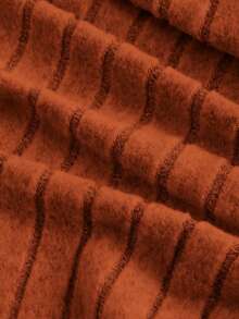 SHEIN EZwear 2pcs Set: Ribbed Knit Cropped Top And Skirt Dress - Rust Brown - View 3