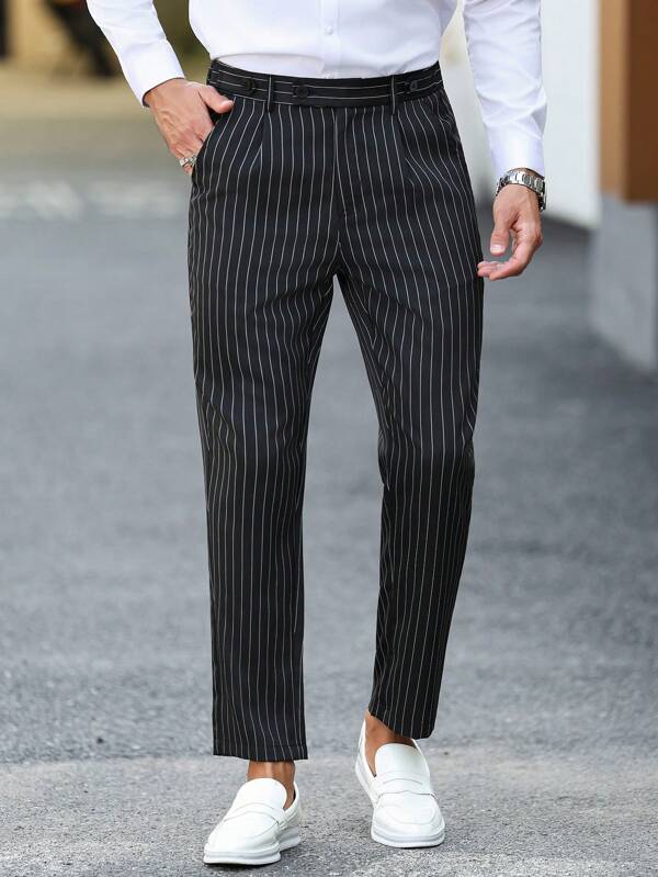 Manfinity Mode Spodnie wizytowe męskie w paski w dużych rozmiarach