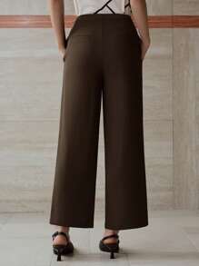 MOTF PREMIUM PANTALONES CON BOLSILLOS EN ÁNGULO Y DETALLES DE BOTÓN - Marrón Mocha - Ver 4