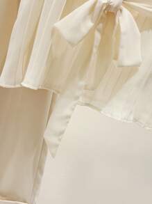 Franclia 2 Pieces Set Casual Commuter Solid Color Pleated Blouse & Pants Suit - Apricot - View 3