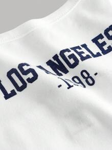 SHEIN Girlism 三件套：深蓝色撞色字母印花套头连帽衫，休闲运动裤，时尚、基本款、日常、百搭；纯蓝色纹理字母印花圆领宽松短袖 T 恤，适合各种运动场合、返校装、学院风、节日家庭户外野餐 - 藍白色 - 查看 7