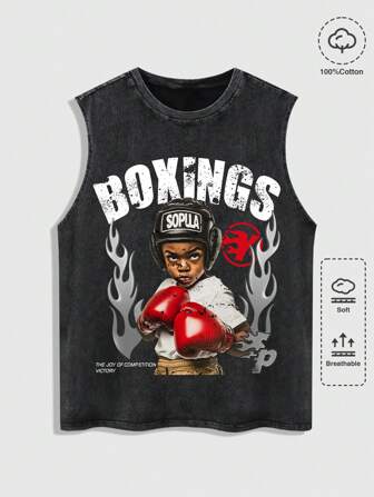 Street Life Men's Character Print Bleached Snow Flake Tank Top