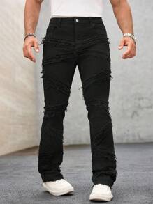 Manfinity Roghcode 男士休闲百搭纯色磨边牛仔裤