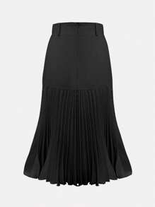 GlowEve Women Elegant Ruched Asymmetric Hem Romantic Skirt Fall Cloth For Women - Black - View 2