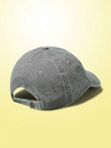 TOM & JERRY X SHEIN Gorra de béisbol lavada con bordado de ratón de moda informal - Gris - Ver 2