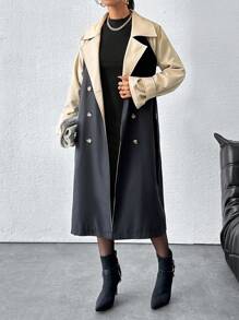 EURMUSE Women's Multicolor Belted Long Trench Coat - Multicolor - View 3