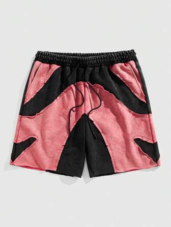 Street Life Pantaloncini casual da uomo con blocchi di colore e patchwork, per l'estate