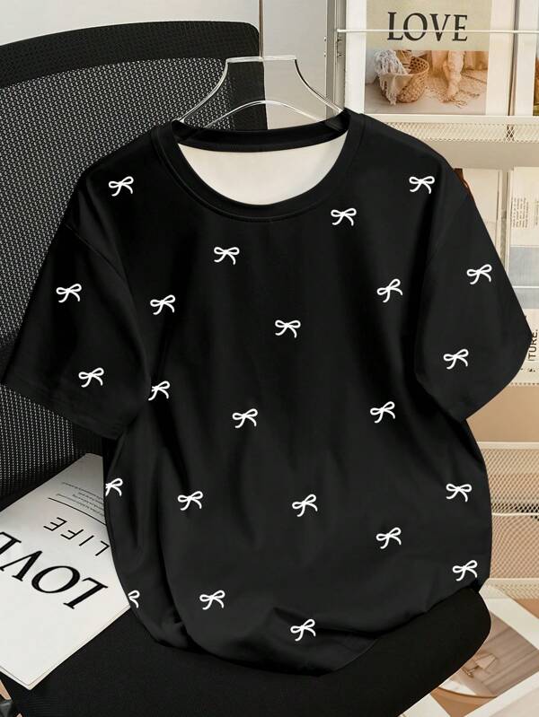 SHEIN Camiseta holgada de talla grande con estampado de mariposas, best-seller para mujeres