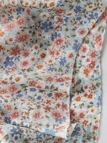 Sweetra 加大码钻石领弹性腰部补丁褶皱 A 字短袖连衣裙 - 彩色 - 查看 3