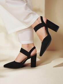 CUCCOO BASICS Women Shoes Minimalist Point Toe Chunky Black Elegant Pumps For Summer Vacation Shoes Summer Back To School Shoes College Student Shoes Party Spring Shoes Spring Break Easter For Christmas Valentine's Day Spring Shoes - Black - View 6