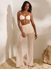 Opulessa Mid-Waist Flared Leg Pants, Minimalist & Fashionable, Suitable For Summer Vacation,Vacation Style,Knitted ,Casaul Summer Vacation Outfits Woman,Bohemia Beach Vacation Outfits,Boho Chic,Holiday Festival Outfits,Beach Outfits For Woman,Summer Outfits For Women,Graduation Outfit,Birthday Outfits For Women,Beach Essentials,Airport Outfit For Women,4th Of July Women,Club Outfit,Country Outfits Women,European Summer,Crochet