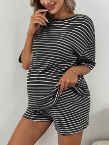 SHEIN Maternity Two Pieces Suits - Black and White - View 6