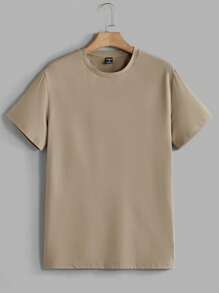 Manfinity BRENVOR 3pcs Pack Men's Solid Color Loose Fashion Casual Crew Neck Short Sleeve Simple Tee - Brown - View 9