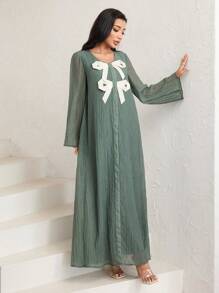 Al Najma Women's Elegant Bow Decorative Arabic Style Dress