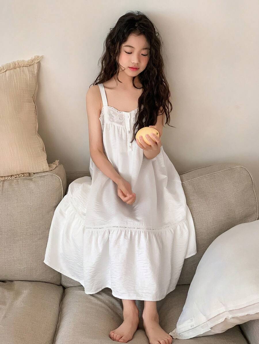 DAZY 青少年女孩休闲无袖睡袍/家居服 - 白色 - 查看 1