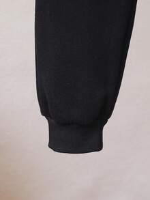 2 pièces/set Nouvelle mode jeunes filles confortable imprimé graphique veste à capuche manches longues + pantalon à cordon de serrage tenue décontractée automne hiver - Noir - Voir 7