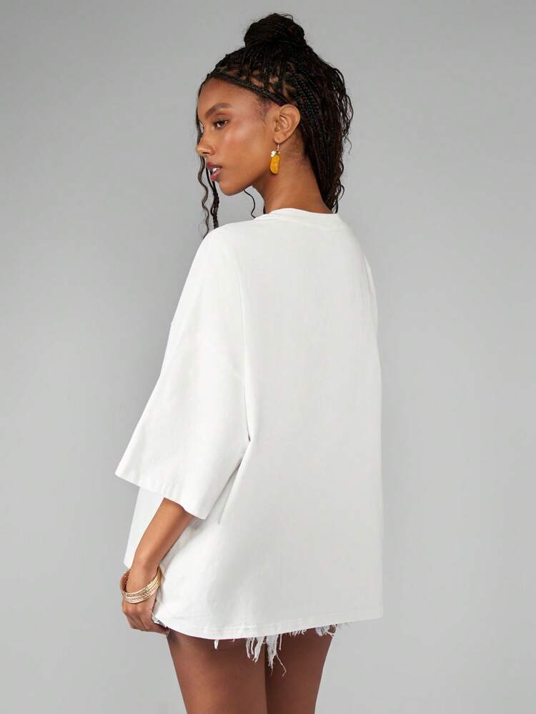 MISSGUIDED Maglietta estiva oversize con stampa grafica floreale, adatta per vacanze al mare, festival, design con orchidea, casual, streetwear