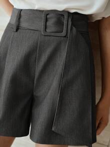 MOTF PREMIUM 系腰带褶皱短裤 - 灰色 - 查看 6