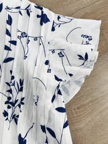 Linhara Plus Size Women Plant Print Cap Sleeve Shirt - Multicolor - View 4