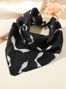 ROMWE Grunge Punk 4pcs Set: Black Bat Print Headband + Hair Clips + Scarf Accessories Collection, Y2K Street Aesthetic Suitable For Daily Life, Street Parties And More For Women, Halloween