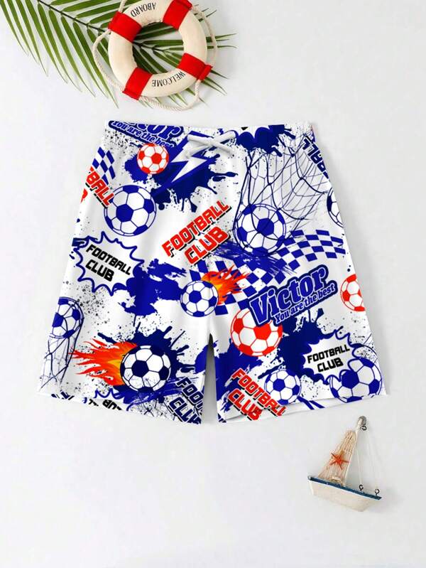 Pantaloni scurți de plajă imprimați, lejeri, casual, pentru băieți preadolescenti, potriviți pentru vară, plajă, activități în aer liber, înot