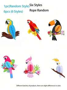 6 piezas - Nidos colgantes de loro tropical hawaiano para decoración de fiestas, decoración de fiesta de bar tiki de verano, decoración de jardín, patio o sala con temática de selva tropical, Navidad - Multicolor - Ver 6