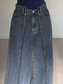 Livesso Jeans en denim ample taille mi-haute et jambe ample pour femmes, idéal pour l'été