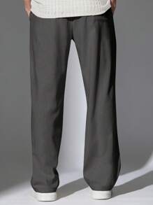 SUMWON 亚麻宽腿溜冰裤宽松版型抽绳腰休闲夏秋季长裤舒适休闲裤