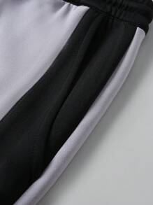 Manfinity Homme Calça Casual Masculina com Recortes em Cores Contrastantes - Cinza - Visão 5