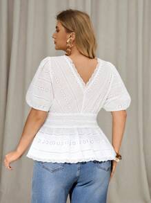 Auralis 大码女式可爱夏季衬衫，短袖褶皱条纹衬衫，深 V 领短袖衬衫/米色，女士假日乡村风大码衬衫，女式夏季服装图案 T 恤外出上衣，女式外出上衣夏季女式上衣可爱夏季上衣