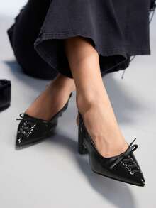 CUCCOO GRLICON 时尚红色尖头高跟鞋 - 黑色 - 查看 6