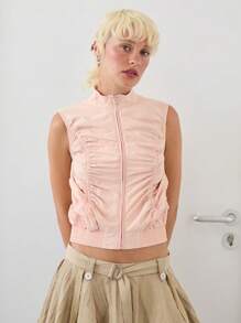 COUREZ Tech Gilet With Ruching /Y2K StreetWear Summer Outfits For Women Summer Tops Vintage