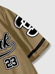 ROMWE MEN Prep Camisa de manga corta casual de hombre con estampado de logo de ciudad, para verano