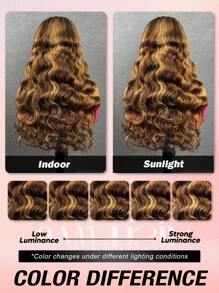 ALL READY WIG 透明蕾丝波浪假发 18-28 英寸无胶封口 180% 密度预剪自然发际线 蜂蜜金色挑染 适合热工具 低维护 可调节帽 日常造型 适合初学者 - S4/27 - 查看 9