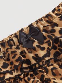SHEIN MOD Conjunto de 2 piezas para mujer con top cropped sin tirantes + falda con estampado de leopardo en capas, atuendo para festival de verano