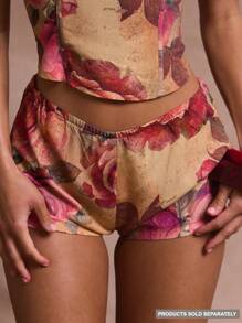 MUSERA Quần short siêu ngắn cạp thấp in hoa bằng vải lanh, chỉ dành cho kỳ nghỉ hè, đi biển, thanh lịch, lãng mạn, lễ hội, Ibiza, Sagrada, tiệc tùng, lễ Phục sinh, thường ngày. - Nhiều màu - Xem 1