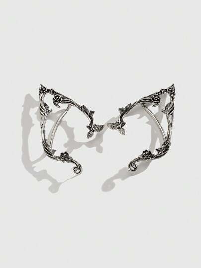 Fairycore 1 Pair Vintage Minimalist Flower Fairy Earrings, Handmade Fantasy Cosplay Elven Ear Jewelry For Women