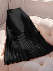 GlowEve Women Elegant Ruched Asymmetric Hem Romantic Skirt Fall Cloth For Women - Black - View 5