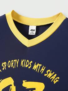 JNSQ Tween Boy Back To School Outdoor Sports Vest, Children's Crew Neck Colorblock Funny Letter Print Outdoor Sports Tank Top