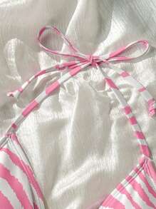 Swim Vcay Women's Contrast Color Print Bikini Top For Summer Beach Vacation