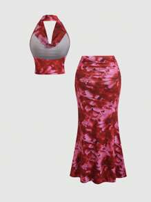 Sweetra Zufälliger Blume Muster 2 Stücke Set für Frauen, Neuankömmling