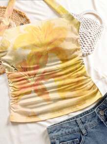 Modelyn Casual Retro Pattern Women Tank Top, Suitable For Summer - Yellow - View 2